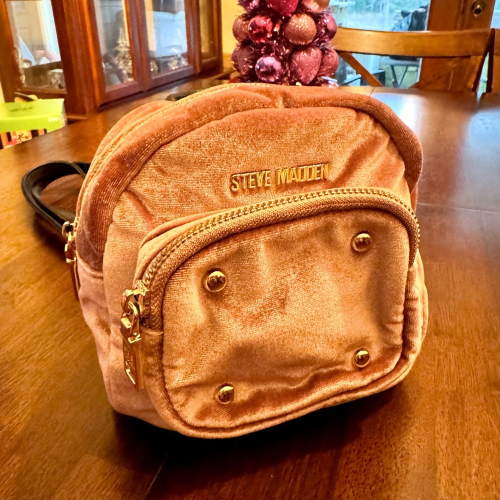 Steve Madden Blush pink Velvet mini Backpack
